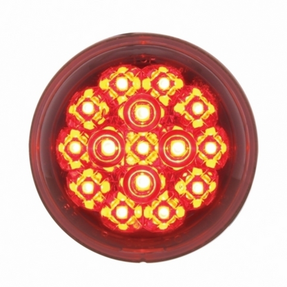 15 LED 2-3/8" Dual Function Signal Light For Harley Motorcycle - Red LED/Clear Lens
