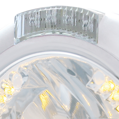 Chrome Classic Headlight H4 With 34 Amber LED & Dual Mode LED Signal - Clear Lens
