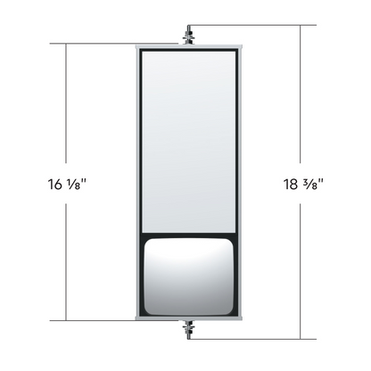 6" X 16" 430 Stainless Steel West Coast Mirror With Convex Lower Mirror - Non Heated