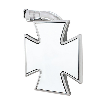Chrome Iron "Maltese" Cross Style Mirror With Curved Mounting Arm
