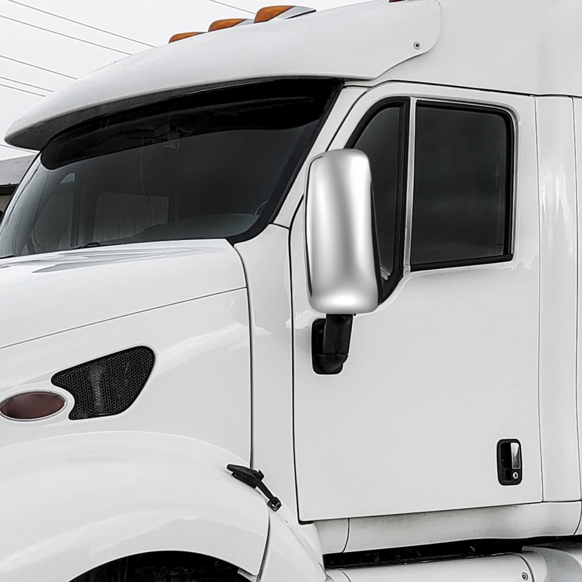 Chrome Mirror Cover For PB 387 (2000-2011), 587 (2012-2018), & KW T700 (2010-2016) - Passenger