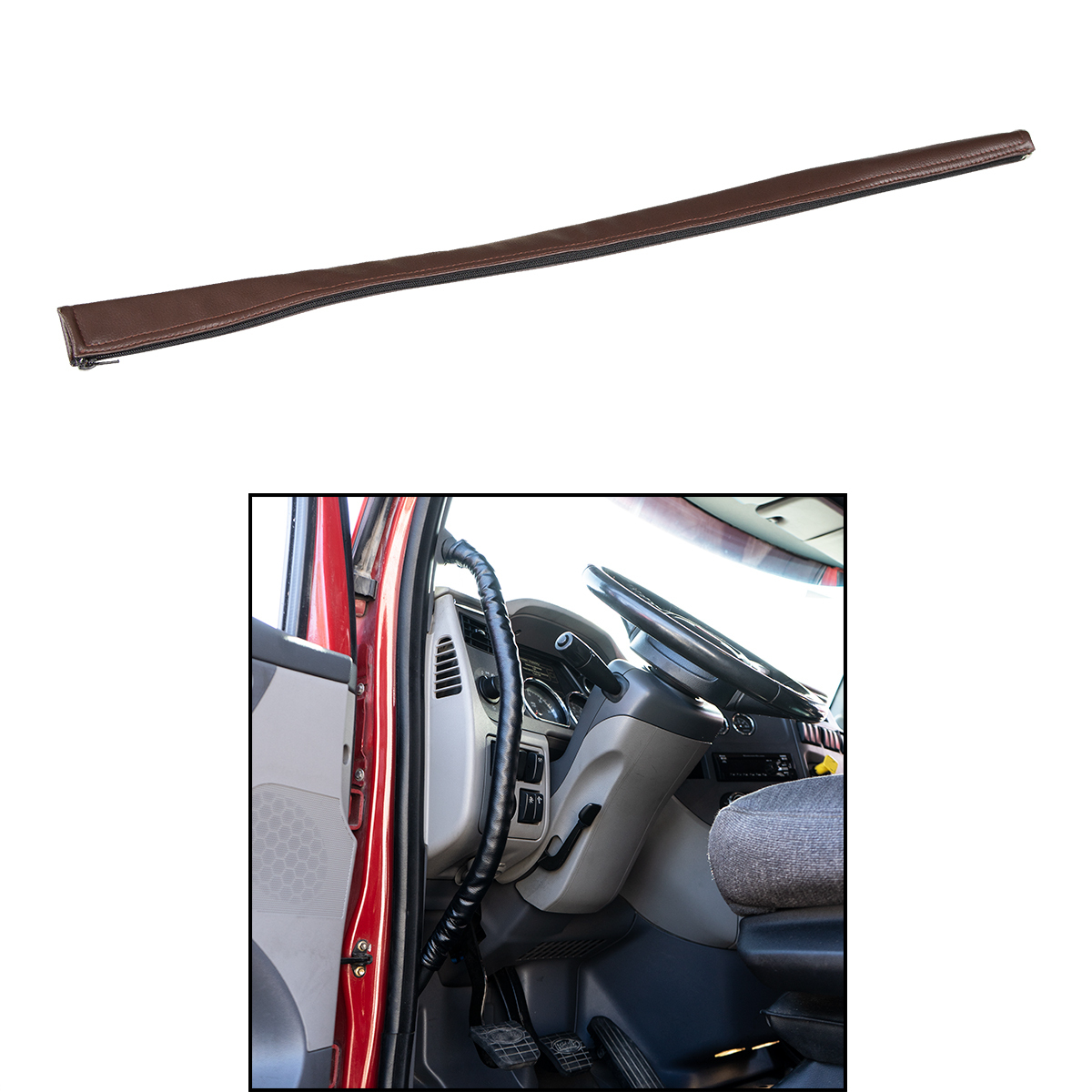 31.5" Driver Assist Grab Bar Cover - Brown Engineered Leather