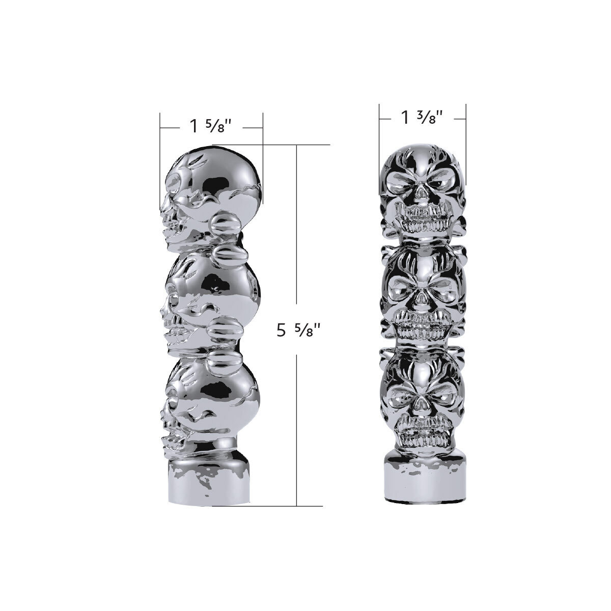 1/2"-13 Thread-On 3 Skull Shift Knob-Chrome