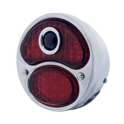 LED 12V Tail Light Assembly With SS Housing & Blue Dot For 1928-31 Ford Model A - L/H