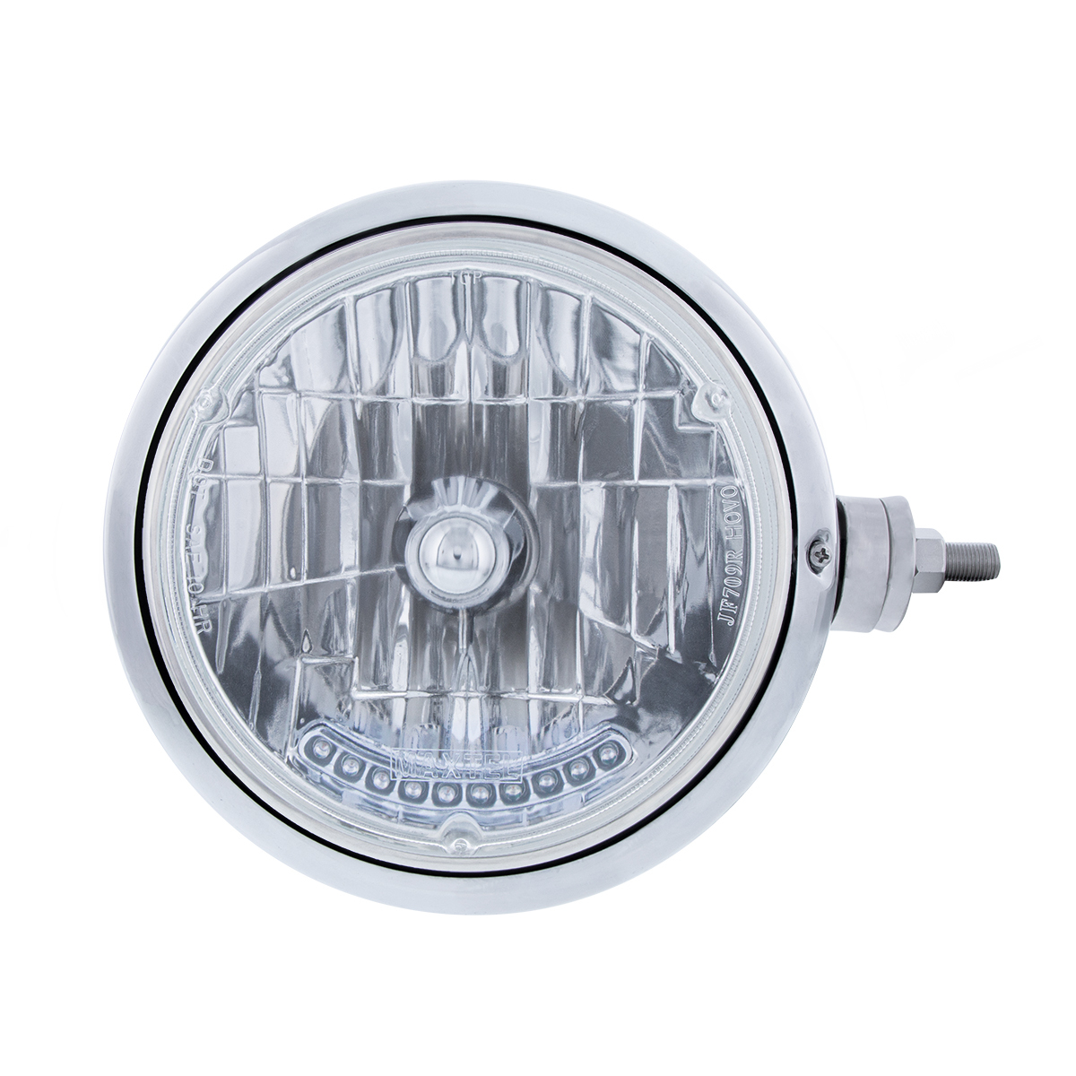 Chrome Guide 682-C Style Headlight Assembly W/Crystal Lens & 10 LEDs Position Light - R/H (Horizontal Mount)