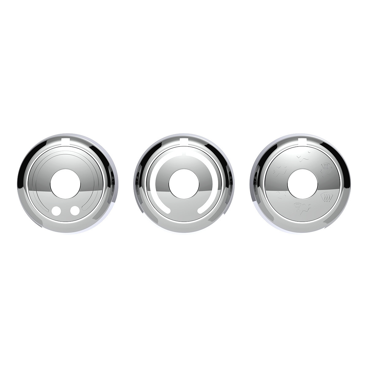 Chrome Plastic A/C Control 6-Piece Dial Covers For 2018-2026 Freightliner Cascadia