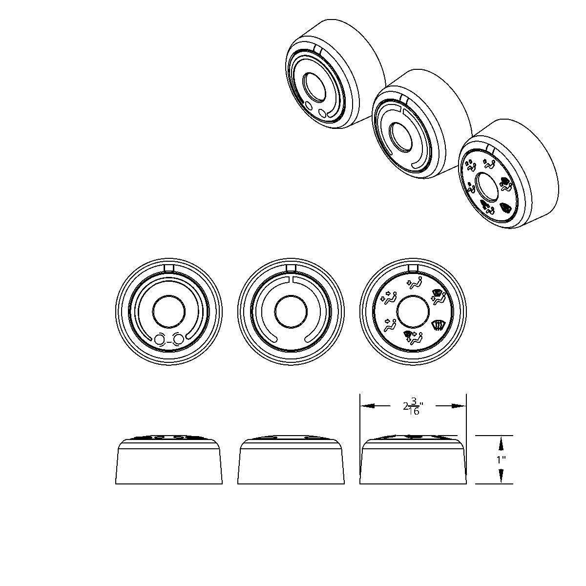 Chrome Plastic A/C Control 6-Piece Dial Covers For 2018-2026 Freightliner Cascadia