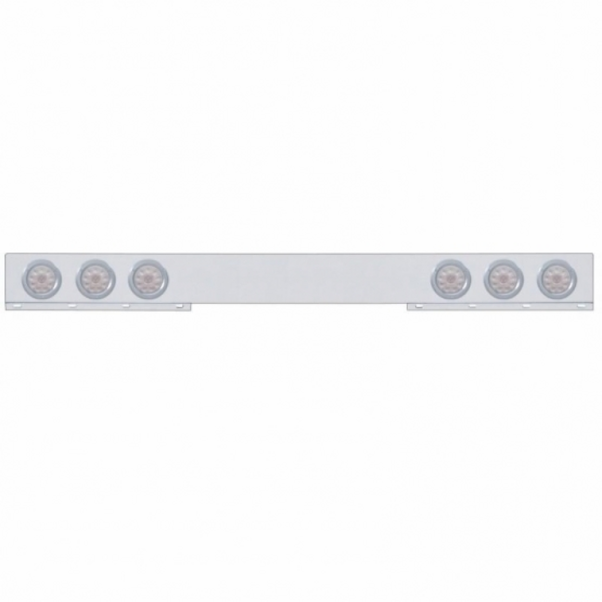 Chrome 1 Piece Rear Light Bar With Six 10 LED 4" Lights & Bezels - Red LED/Clear Lens