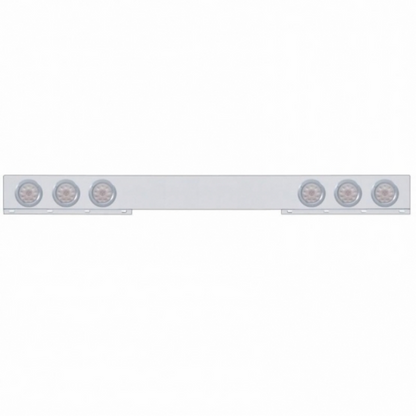 Chrome 1 Piece Rear Light Bar With Six 10 LED 4" Lights & Bezels - Red LED/Clear Lens
