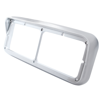 Chrome Plastic Rectangular Dual 4" X 6" Headlight Bezel With Visor