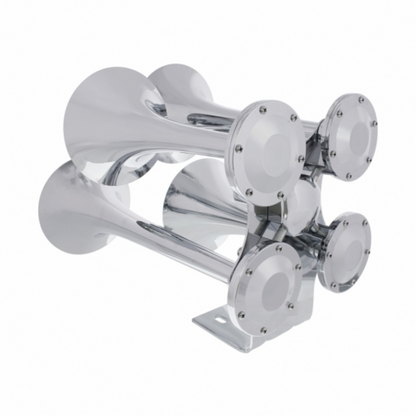 4 Trumpets Air Powered Chrome Train Horn - Competition Series