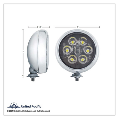 6 High Power LED 5" Round Work Light With Chrome Housing