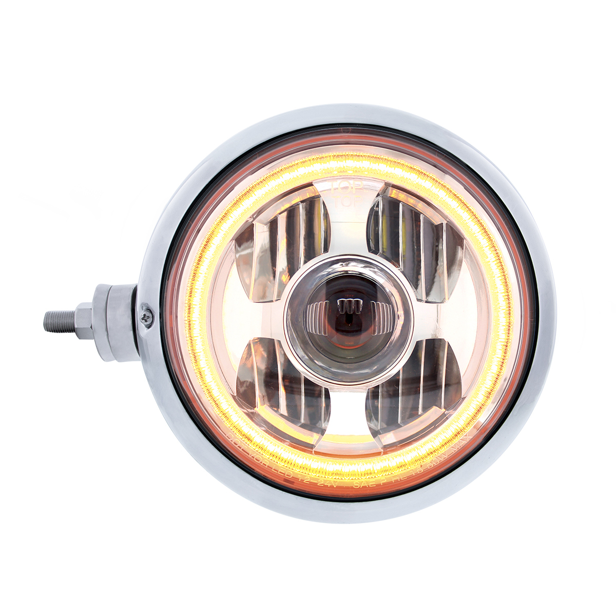 Chrome Guide 682-C Style Headlight Assembly W/LED Headlight & Dual Color Position Light - L/H (Horizontal Mount)