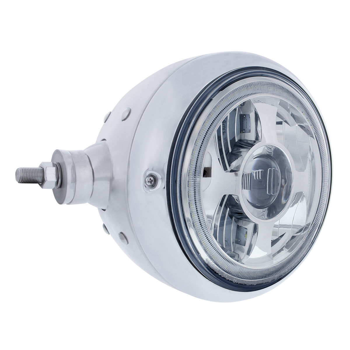 Chrome Guide 682-C Style Headlight Assembly W/LED Headlight & Dual Color Position Light - L/H (Horizontal Mount)