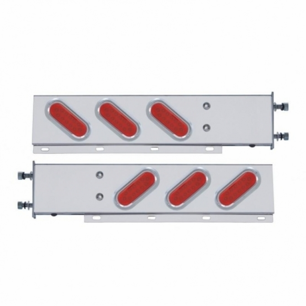 3-3/4" Bolt Pattern Stainless Spring Loaded Light Bar With 6 Oval 12 LED Lights (Pair)