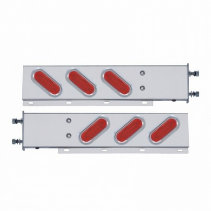 3-3/4" Bolt Pattern Stainless Spring Loaded Light Bar With 6 Oval 12 LED Lights (Pair)