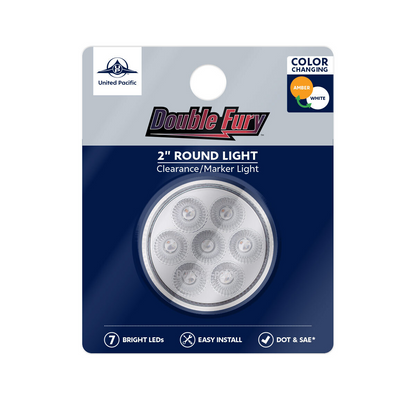 Double Fury 7 LED 2" Round Clearance/Marker Light-Amber & White LED/Clear Lens