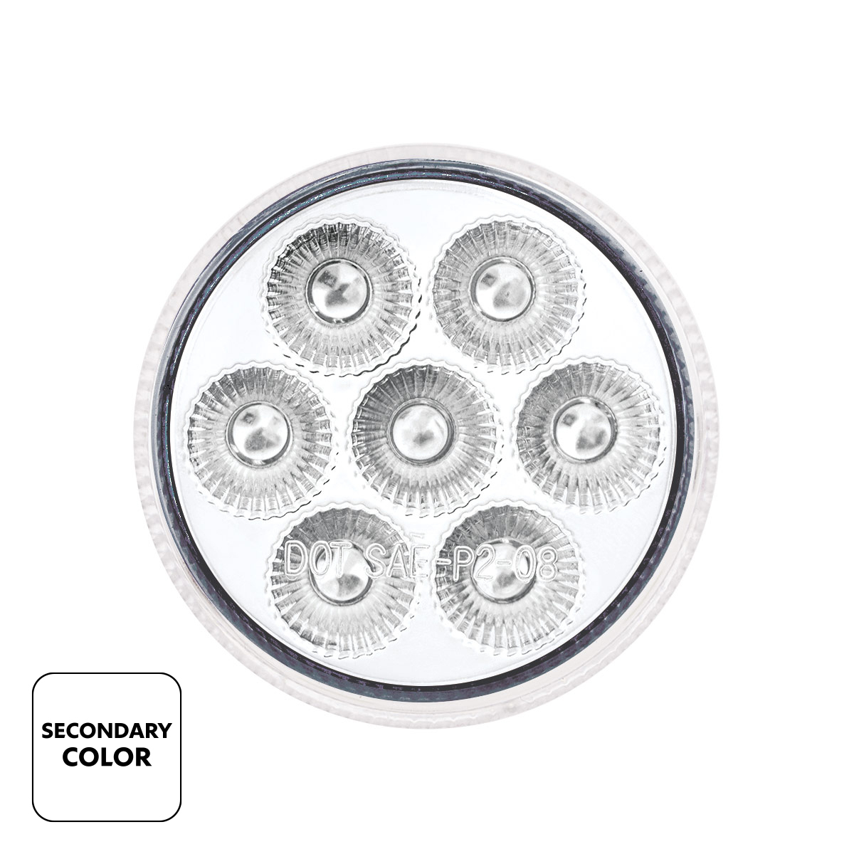 Double Fury 7 LED 2" Round Clearance/Marker Light-Amber & White LED/Clear Lens
