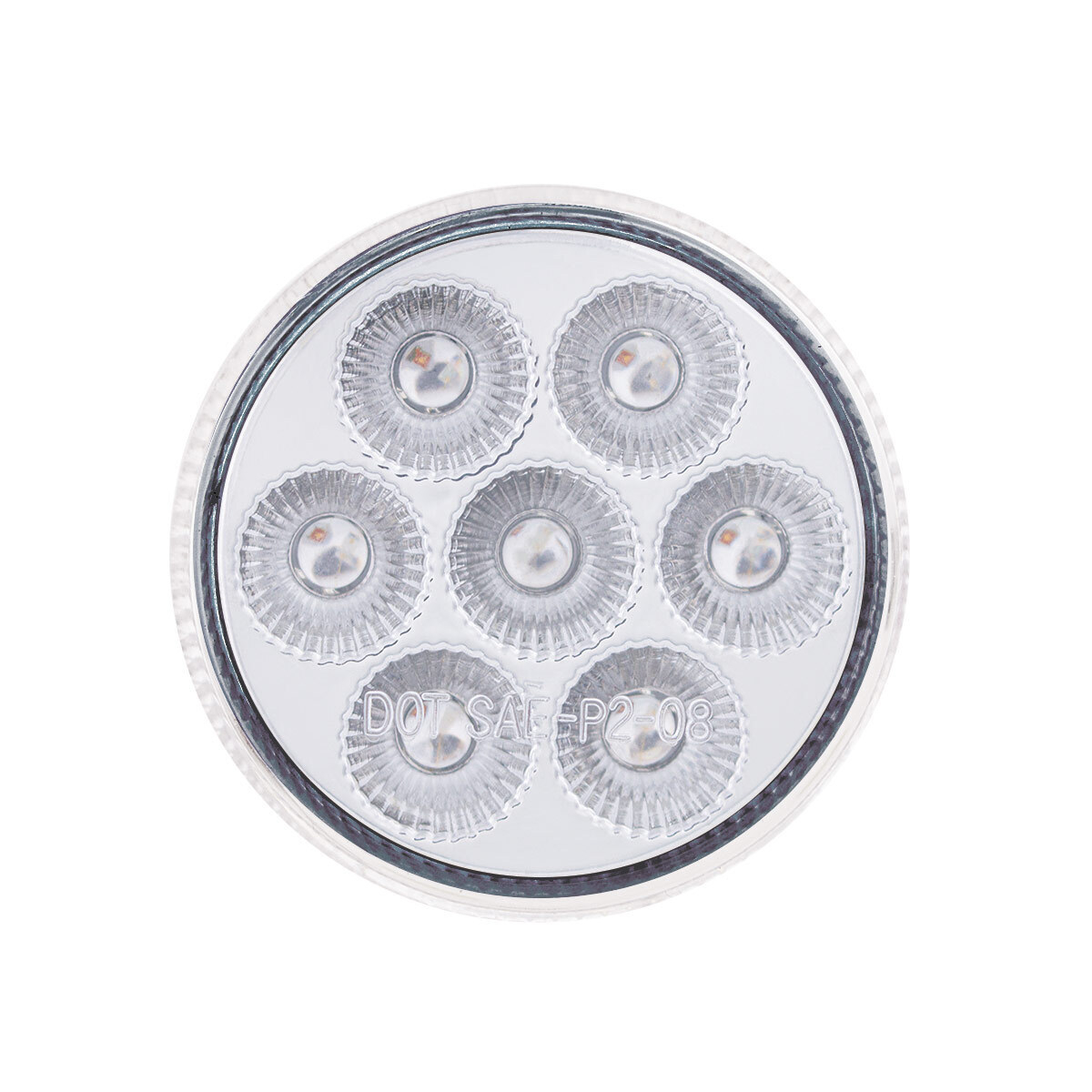 Double Fury 7 LED 2" Round Clearance/Marker Light-Amber & White LED/Clear Lens