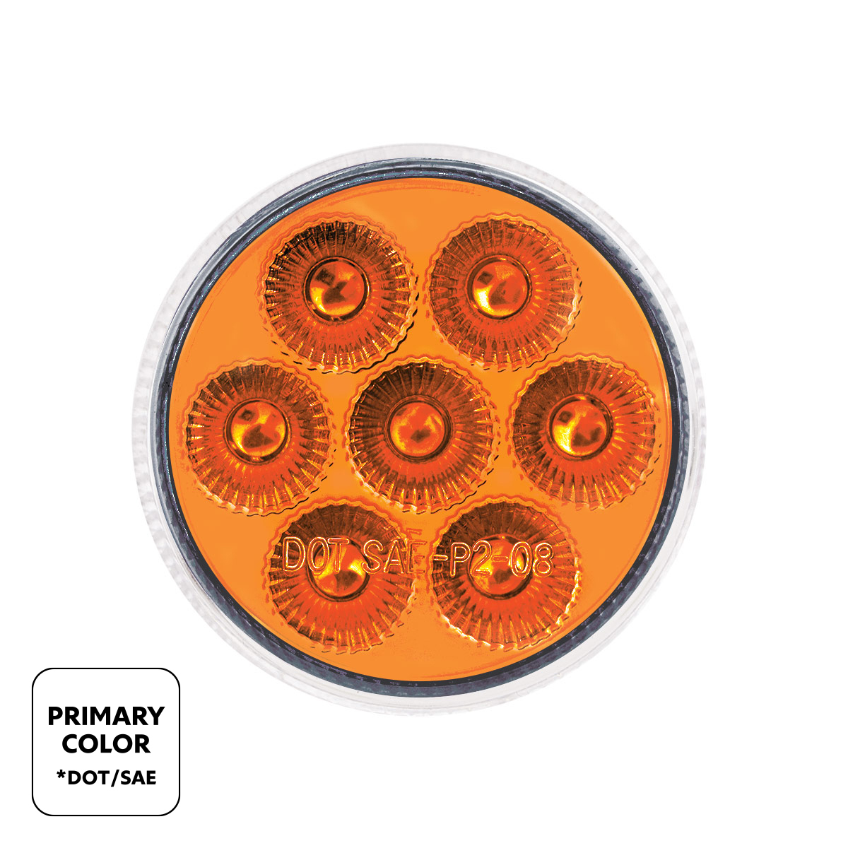 Double Fury 7 LED 2" Round Clearance/Marker Light-Amber & White LED/Clear Lens