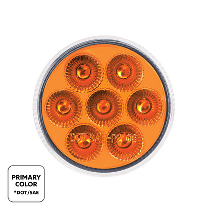 Double Fury 7 LED 2" Round Clearance/Marker Light-Amber & White LED/Clear Lens
