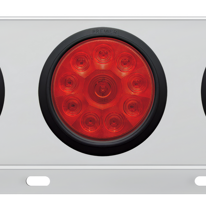 3-3/4" Bolt Pattern Deluxe SS Spring Loaded Bar W/6X 10 LED 4" Lights -Red LED & Lens (Pair)