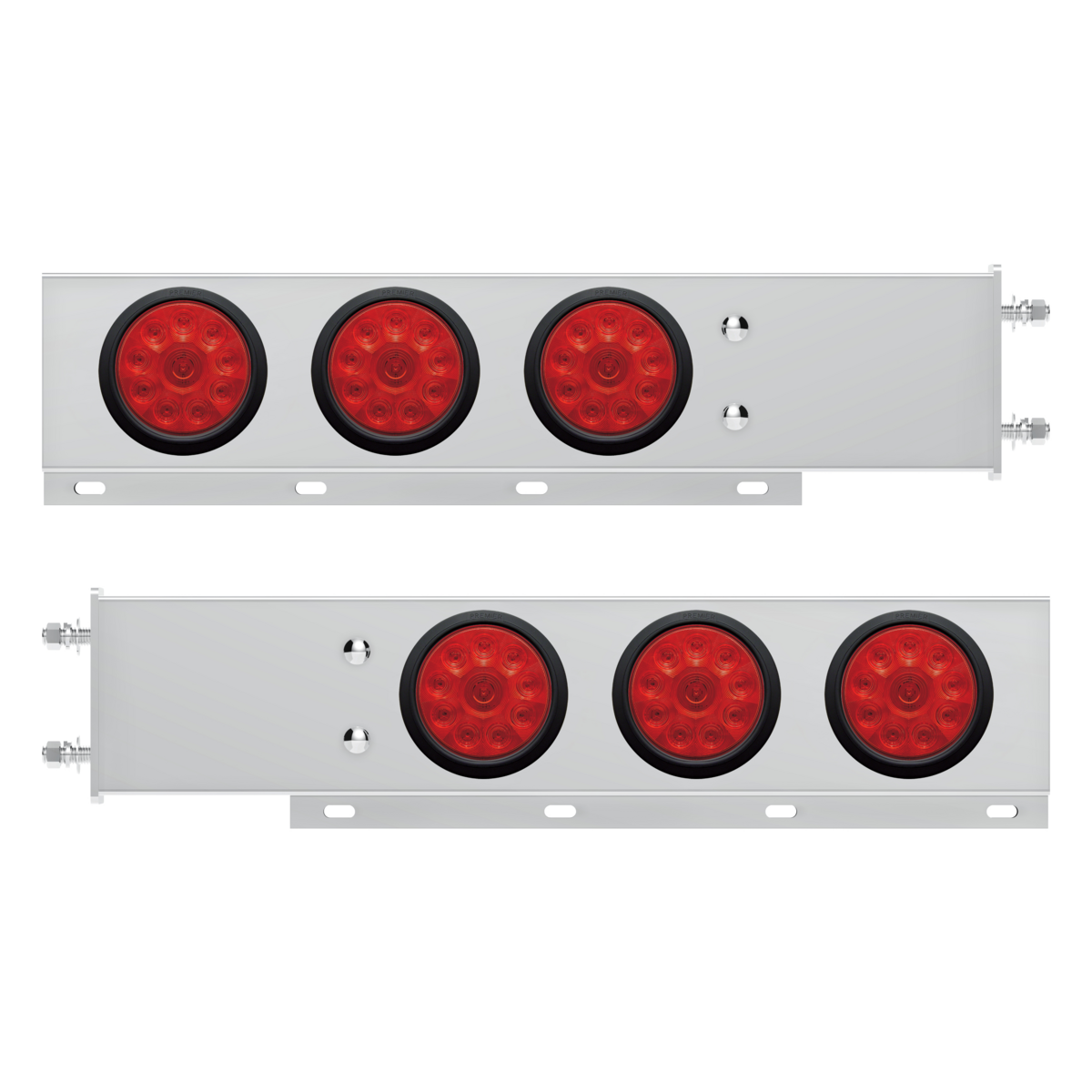 3-3/4" Bolt Pattern Deluxe SS Spring Loaded Bar W/6X 10 LED 4" Lights -Red LED & Lens (Pair)