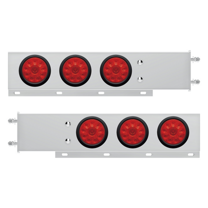 3-3/4" Bolt Pattern Deluxe SS Spring Loaded Bar W/6X 10 LED 4" Lights -Red LED & Lens (Pair)