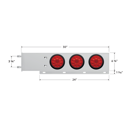3-3/4" Bolt Pattern Deluxe SS Spring Loaded Bar W/6X 10 LED 4" Lights -Red LED & Lens (Pair)