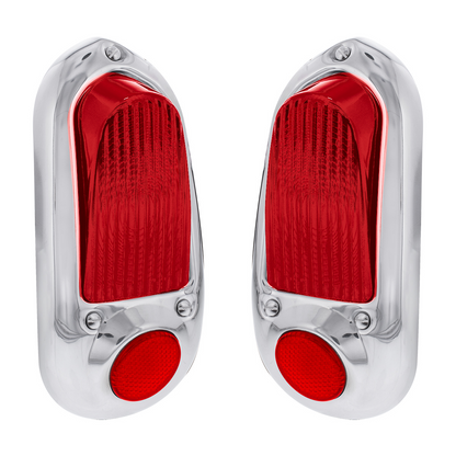 12V Tail Light With Stainless Steel Bezel For 1949-50 Chevy Passenger Car (Pair)