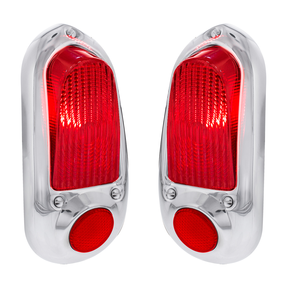 12V Tail Light With Stainless Steel Bezel For 1949-50 Chevy Passenger Car (Pair)