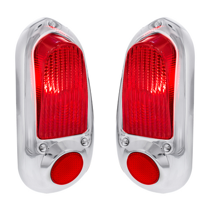 12V Tail Light With Stainless Steel Bezel For 1949-50 Chevy Passenger Car (Pair)