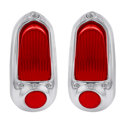 12V Tail Light With Stainless Steel Bezel For 1949-50 Chevy Passenger Car (Pair)