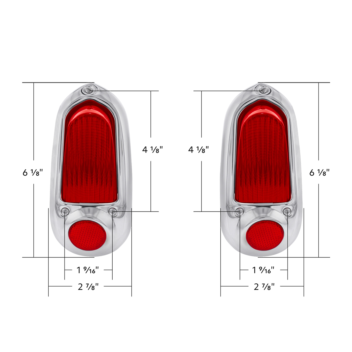 12V Tail Light With Stainless Steel Bezel For 1949-50 Chevy Passenger Car (Pair)