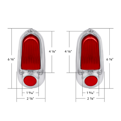 12V Tail Light With Stainless Steel Bezel For 1949-50 Chevy Passenger Car (Pair)