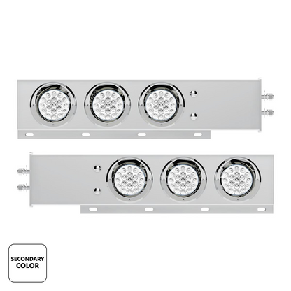 2" Bolt Pattern SS Spring Loaded Light Bar With 6X Double Fury 19 LED Lights & Visors-Red & White LED (Pair)