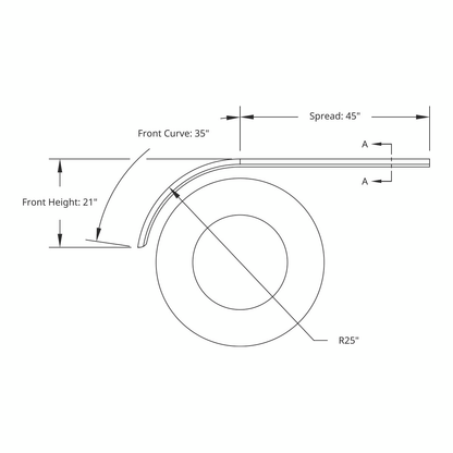 80" 430 Stainless Steel (16ga) Roll Formed Edge Smooth Half Fender - SS Series (Pair)
