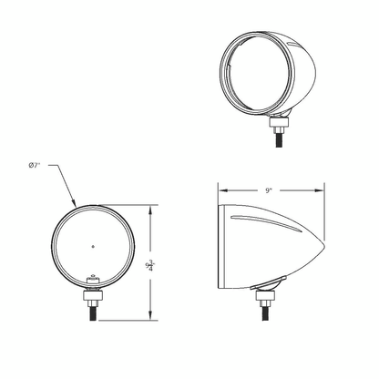 Black "BILLET" Style Groove Headlight Housing