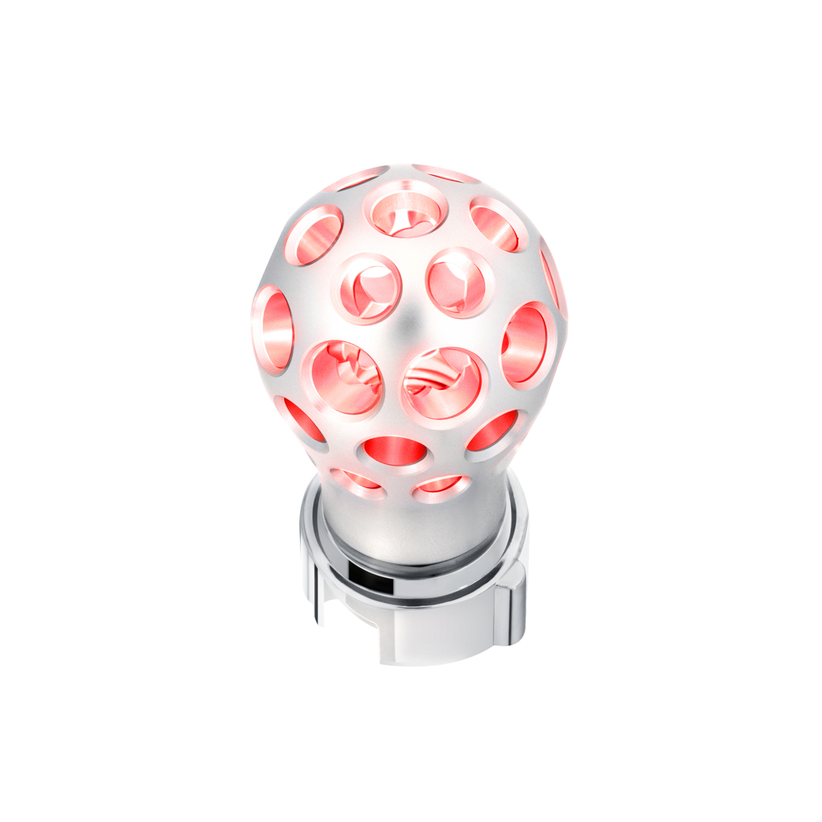Thread-On Annodized Phoenix Ball Gearshift Knob With LED 13/15/18 Speed Adapter-Red LED