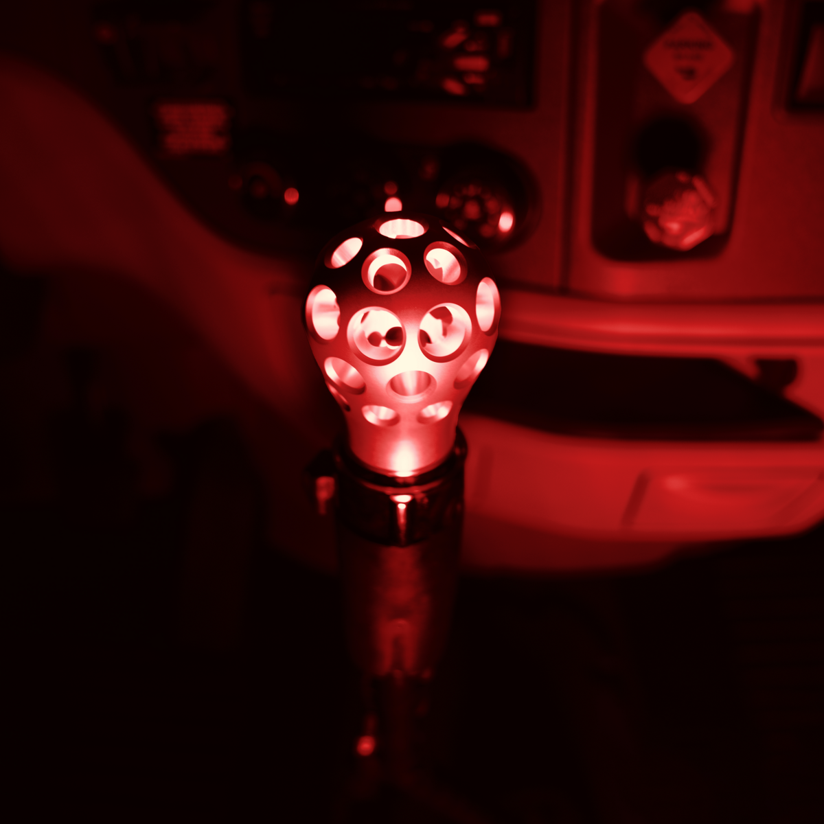 Thread-On Annodized Phoenix Ball Gearshift Knob With LED 13/15/18 Speed Adapter-Red LED
