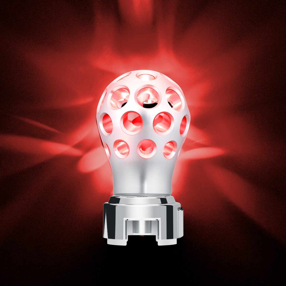 Thread-On Annodized Phoenix Ball Gearshift Knob With LED 13/15/18 Speed Adapter-Red LED