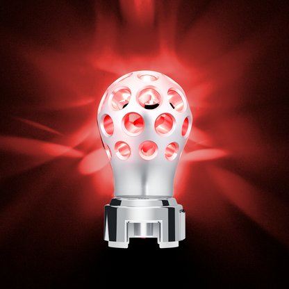 Thread-On Annodized Phoenix Ball Gearshift Knob With LED 13/15/18 Speed Adapter-Red LED