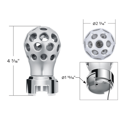 Thread-On Annodized Phoenix Ball Gearshift Knob With LED 13/15/18 Speed Adapter-Red LED