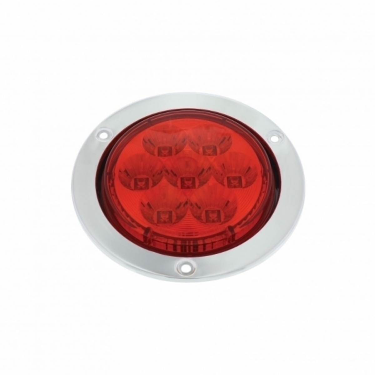 7 LED 4" Round SS Flange Light (Stop, Turn & Tail) - Red LED/Red Lens