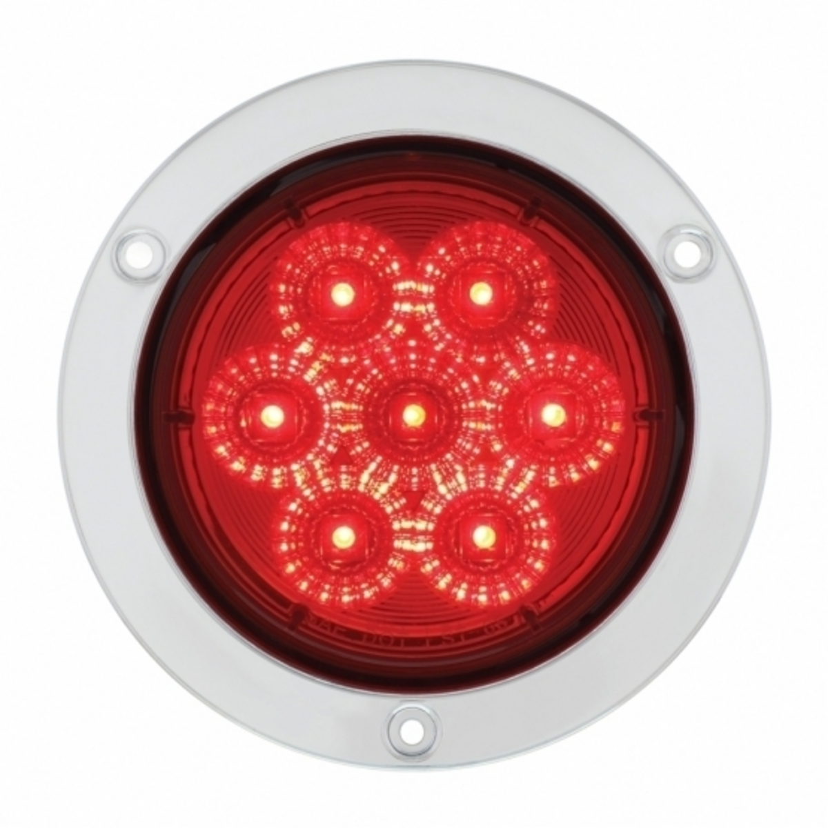 7 LED 4" Round SS Flange Light (Stop, Turn & Tail) - Red LED/Red Lens