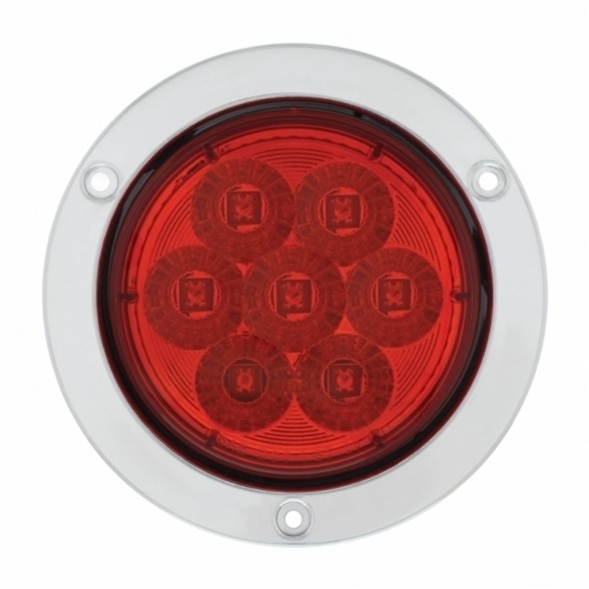 7 LED 4" Round SS Flange Light (Stop, Turn & Tail) - Red LED/Red Lens