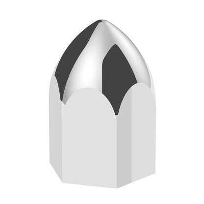 1-1/2" X 2-3/4" Chrome Plastic Bullet Nut Covers - Push-On (20-Pack)
