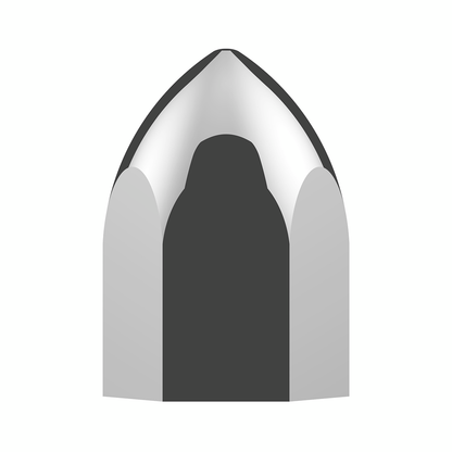 1-1/2" X 2-3/4" Chrome Plastic Bullet Nut Covers - Push-On (20-Pack)