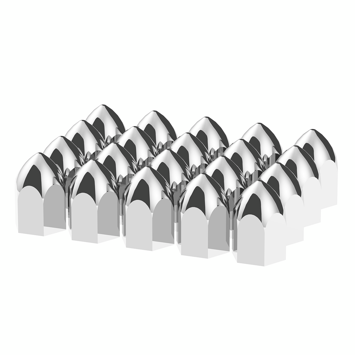 1-1/2" X 2-3/4" Chrome Plastic Bullet Nut Covers - Push-On (20-Pack)