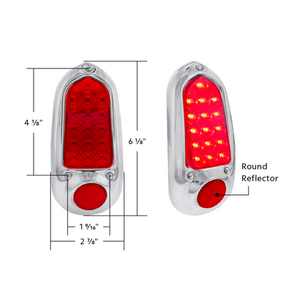 16 LED Tail Light With Stainless Steel Rim For 1949-50 Chevy Passenger Car - L/H and R/H (2pcs)